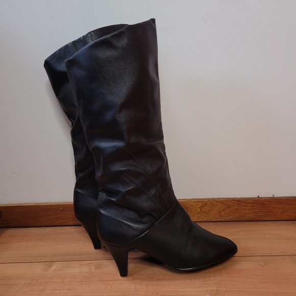 Kinney, Black leather heeled boots - Picture 3 of 16